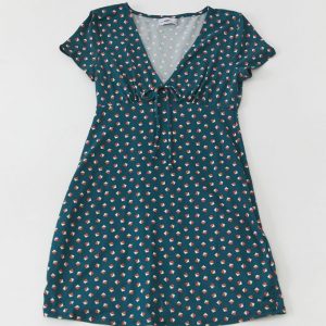 UO Becca Plunging Tie-Front Mini Dress