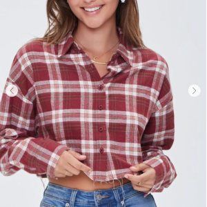 Plaid Cropped Flannel Shirt