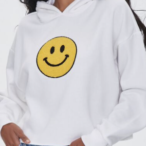Happy Face Terrycloth Graphic Hoodie